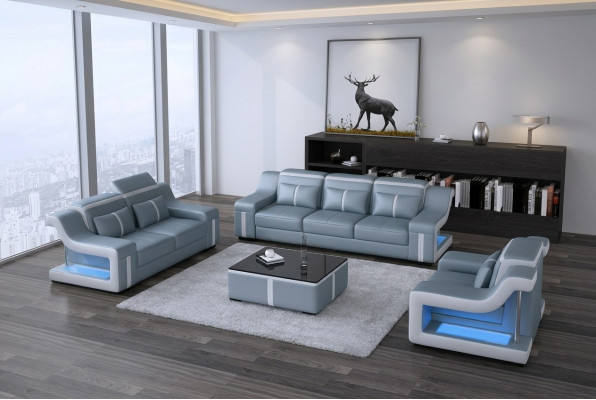 Designerska sofa trzyosobowa kanapa 3 siedziba podkładka skóry kanapy duże sofy