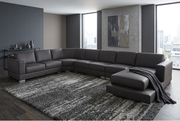 Narożnik Skóra Modern XXL Couch Żywy krajobraz Skórzana Sofa Sofa Kształt U A1127