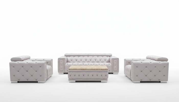 Zestaw kanapowy z tapicerką skórzaną w stylu Chesterfield, komplet kanapowy 3+2+1, nowy.