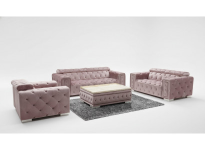 Zestaw kanapowy Chesterfield 3+3 9914 Velvet Sofagarnitur Design Sofa Set