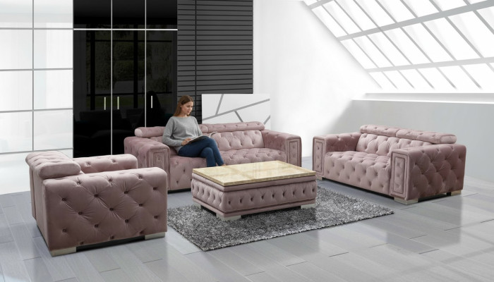 Klasyczna sofa z designem Chesterfield 3+1-osobowa Kanapa Komplet wyściółki Materiałowo Nowa