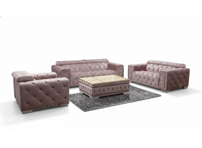 Klasyczna sofa z designem Chesterfield 3+1-osobowa Kanapa Komplet wyściółki Materiałowo Nowa