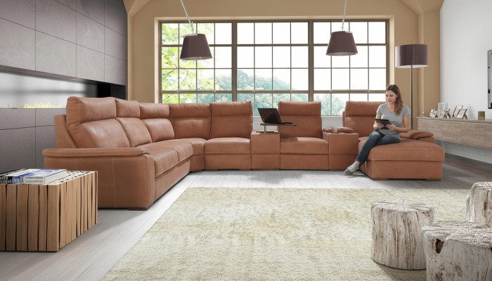 Meble do siedzenia w kształcie litery L z półką, schładzalnikiem, funkcją łóżka - sofa do spania, kanapa.