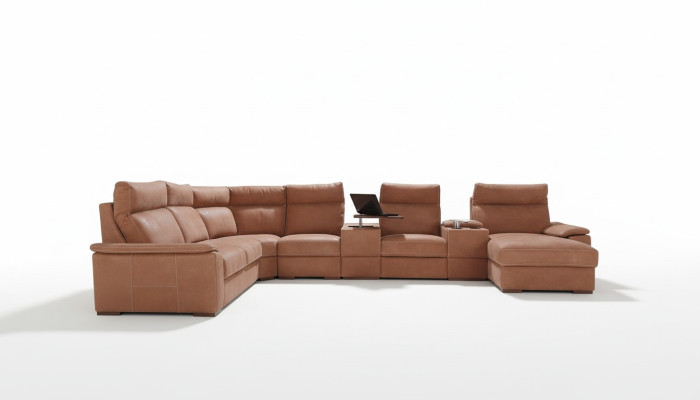 Meble do siedzenia w kształcie litery L z półką, schładzalnikiem, funkcją łóżka - sofa do spania, kanapa.