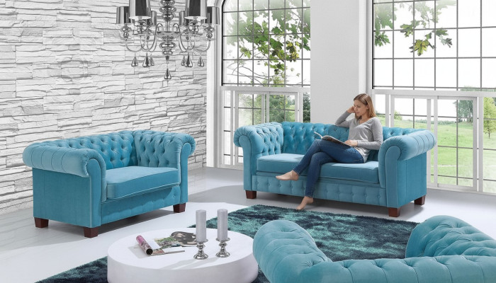 Chesterfield 2+1+1 Zestaw sofowy Couch Podkładka Siedziba Ustawić Sofa Couches