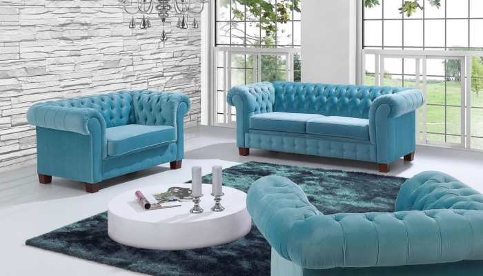 Chesterfield 2+1+1 Zestaw sofowy Couch Podkładka Siedziba Ustawić Sofa Couches