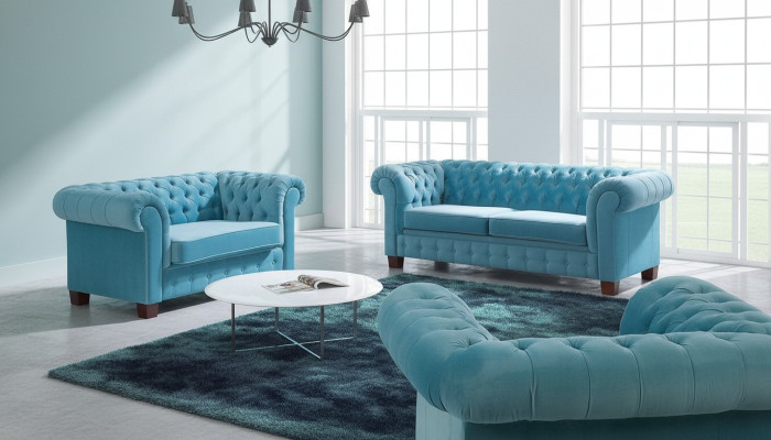 Skórzana sofa w stylu designu z tapicerką, zestaw 3+1+1, sofy z eko skóry.