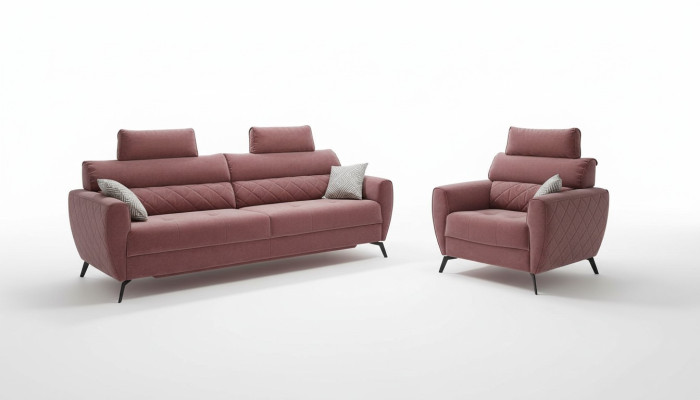 Skóra Design Couch Podkładka Siedziba 2+1+1 Sofa Obcios sztuczna skóra Zestaw Ustawić