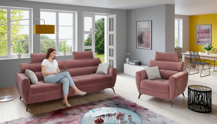 Skóra Design Couch Podkładka Siedziba 2+1 Sofa Obcios sztuczna skóra Zestaw Ustawić Nowość