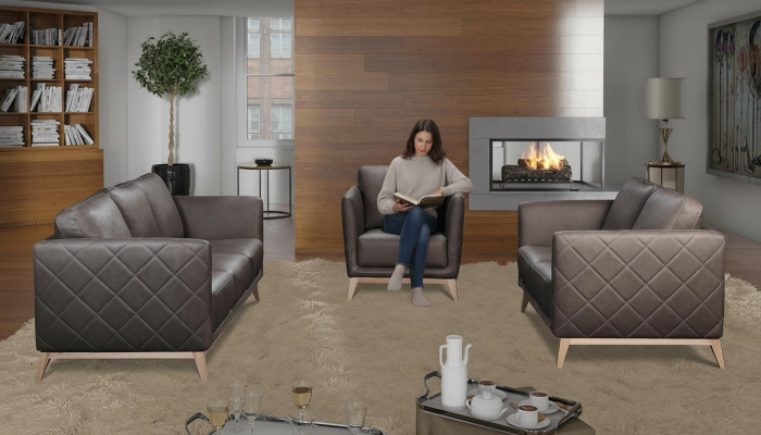Zestaw sofowy Zestaw 3+1 miejsce do siedzenia Skóra Kanapa Sofa Podkładka Ustawić Sofy