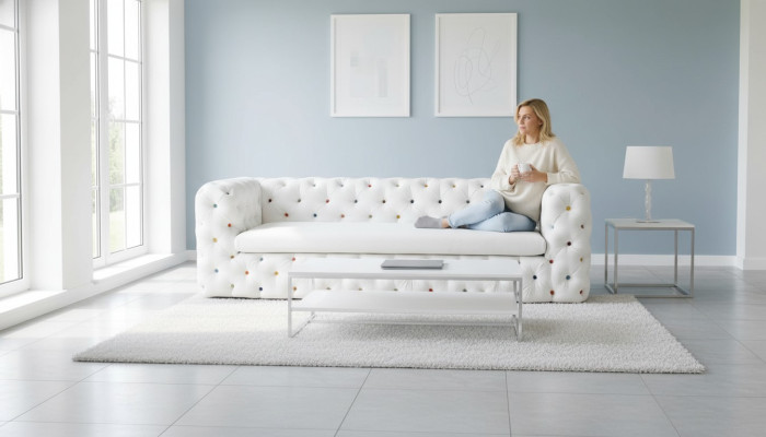 XXL Design Sofa Couch Podkładka 4 miejsce do siedzenia English Chesterfield Aksamit Sofy Kanapy