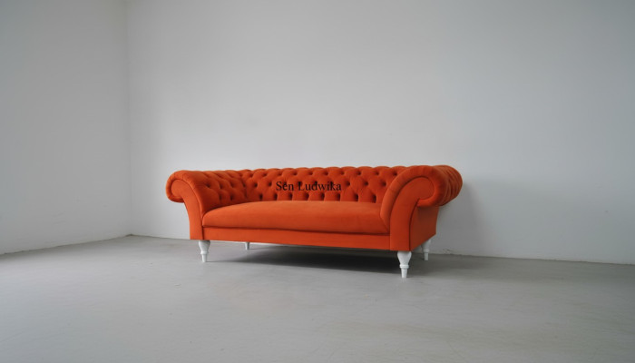 Material Design Couch Podkładka Sofy Włókienniczy Nowoczesna Sofa Chesterfield 3 miejsce do siedzenia Orange