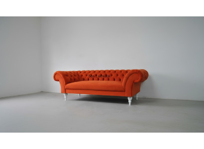 Material Design Couch Podkładka Sofy Włókienniczy Nowoczesna Sofa Chesterfield 3 miejsce do siedzenia Orange