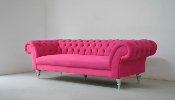 Material Design Couch Podkładka Sofy Włókienniczy Nowoczesna Sofa Chesterfield 3 miejsce do siedzenia Różowy