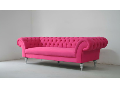 Material Design Couch Podkładka Sofy Włókienniczy Nowoczesna Sofa Chesterfield 3 miejsce do siedzenia Różowy