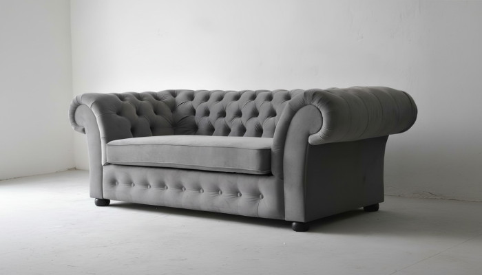 Sofa 3 miejsce do siedzenia Material Design Couch Podkładka Sofy Włókienniczy Modern Chesterfield Grey