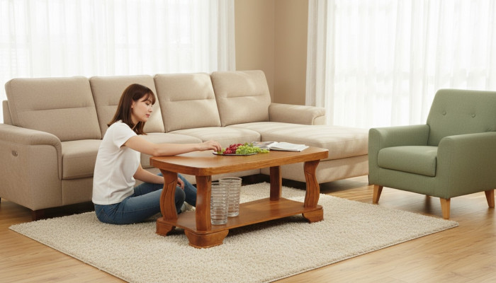 Praca oryginalna fizyczna Drewno Sofa Side stoły Classic Living Room Tabela