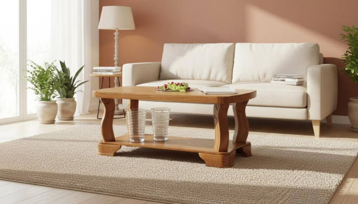Praca oryginalna fizyczna Drewno Sofa Side stoły Classic Living Room Tabela