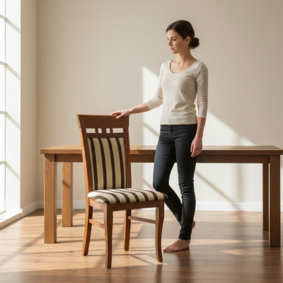 Zestaw 2x Materiał Solidne drewno Krzesło Grupa Design Krzesła Dining Lehn New Living
