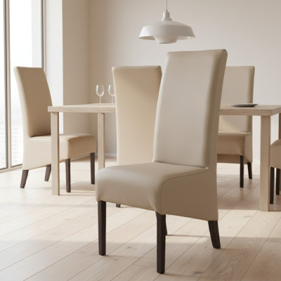 Designerski fotel Fotel Drewno Skóra Podkładka jadalnia Włókienniczy Gastro Krzesło