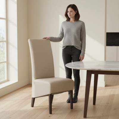 Design Krzesło 4x Fotel Krzesła Zestaw Grupa 100% Skóra Nowa jadalnia
