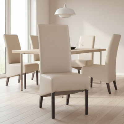 Design Krzesło 4x Fotel Krzesła Zestaw Grupa 100% Skóra Nowa jadalnia