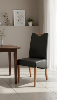 Design Fotel Zestaw Podkładek 2x Krzesło Drewno 100% Skóra Krzesła jadalnia Nowość
