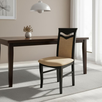 Classic 4x Fotel Krzesło Designer Drewno Materiał Podkładka Krzesła Gastro jadalnia