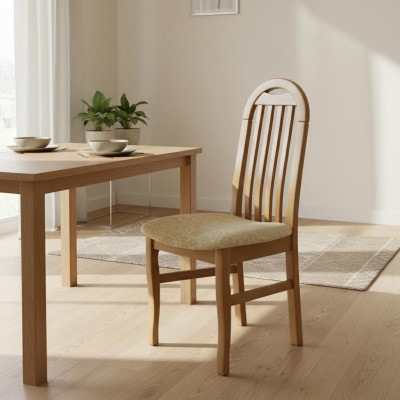 Design Krzesło Zestaw 1x Fotel Drewno Włókienniczy Krzesła Gastro Materiał jadalnia Nowość