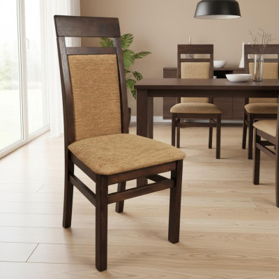 Design Krzesło Zestaw 2x Fotel Drewno Włókienniczy Krzesła Materiał jadalnia Nowa Podkładka