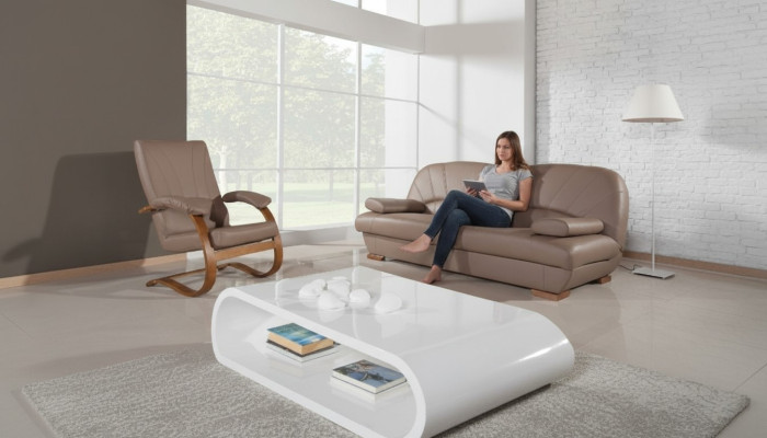 Klasyczny salon Ustawić 3+1+1 100% Pełna skóra Kanapa Siedziba Sofa