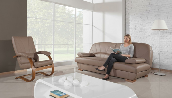 Design Sofa Prawdziwa skóra Zestaw sofowy 3+1 Siedziba Modern Couch Podkładka