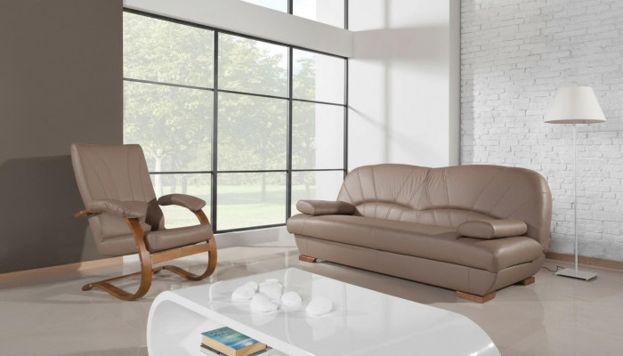 Design Sofa Prawdziwa skóra Zestaw sofowy 3+1 Siedziba Modern Couch Podkładka