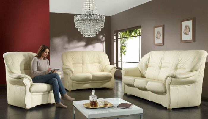 Klasyczny salon Ustawić 3+1+1 100% Pełna skóra Kanapa Siedziba ozdobna sofa