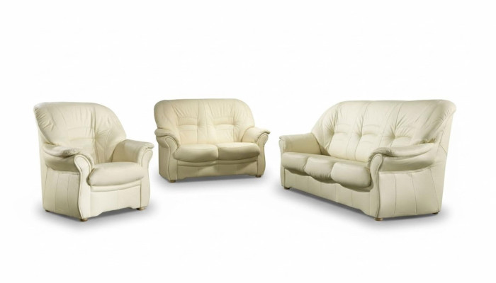 Klasyczna Sofa Prawdziwa skóra Zestaw sofowy 3+1 Siedziba Couch Podkładka Ustawić Zestaw