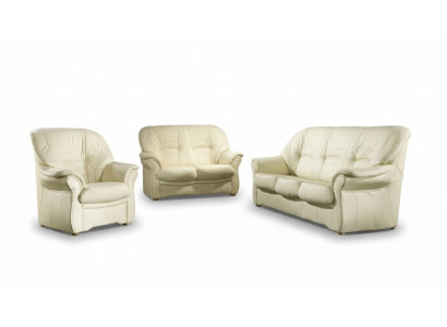 Klasyczna Sofa Prawdziwa skóra Zestaw sofowy 3+1 Siedziba Couch Podkładka Ustawić Zestaw