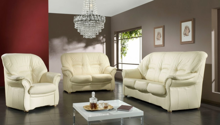 Zestaw sofowy Prawdziwa skóra Sofa 3+2 Siedziba Modern Design Podkładka Ustawić Zestaw