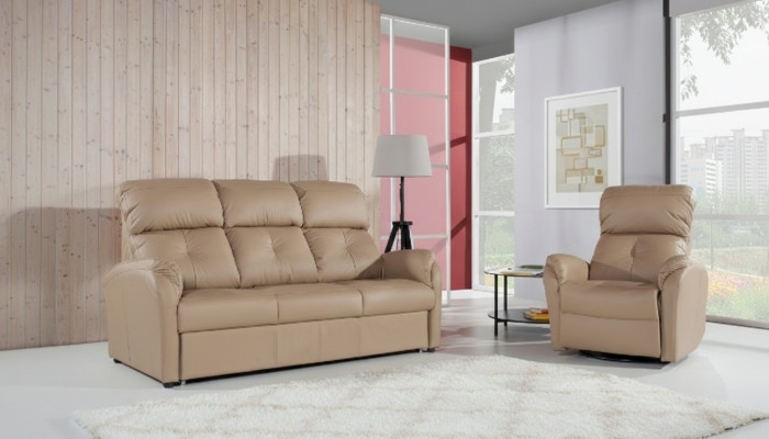 Zestaw sofowy 3+2 miejsce do siedzenia Zestaw Design Sofa Podkładka Kanapa 100% Skóra Funkcja łóżka
