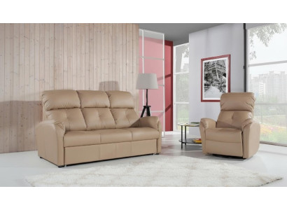 Zestaw sofowy 3+2 miejsce do siedzenia Zestaw Design Sofa Podkładka Kanapa 100% Skóra Funkcja łóżka