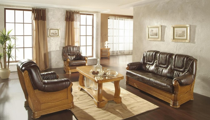 Sofa skórzana Sofa klubowa męska Sofa Podkładka Siedziba Zestaw sofowy 3+2+1 Kompletny zestaw