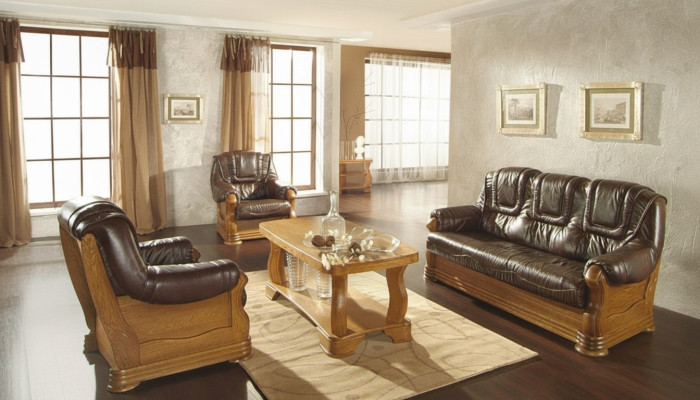 Sofa skórzana Sofa klubowa męska Sofa Podkładka Siedziba Zestaw sofowy 3+1+1 Kompletny zestaw