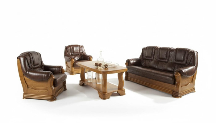 Sofa skórzana Sofa klubowa męska Sofa Podkładka Siedziba Zestaw sofowy 3+1+1 Kompletny zestaw