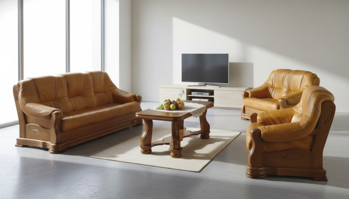 Skórzana kanapa do salonu Zestaw sofowy Zestaw 3+1 miejsce do siedzenia Sofa Kanapa Siedziba