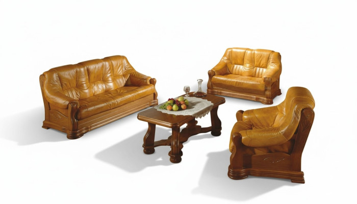 Klasyczny salon Meble Zestaw sofowy skórzana sofa z poduszką na siedzisko