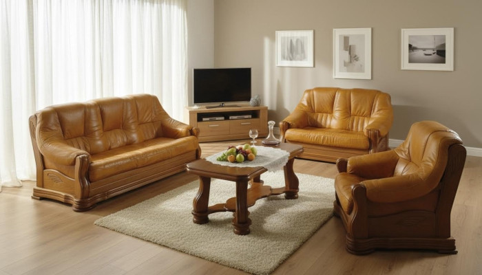 Sofa trzyosobowa Sofa skórzana klasyczna Sofa Podkładka Sofa 3 miejsce do siedzenia Skóra