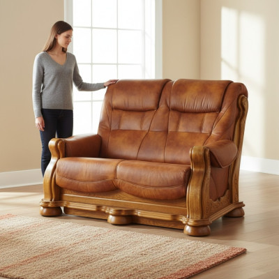Dwuosobowa kanapa Klasyczna skórzana sofa Podkładka Couch Sofa 2 miejsce do siedzenia Skóra