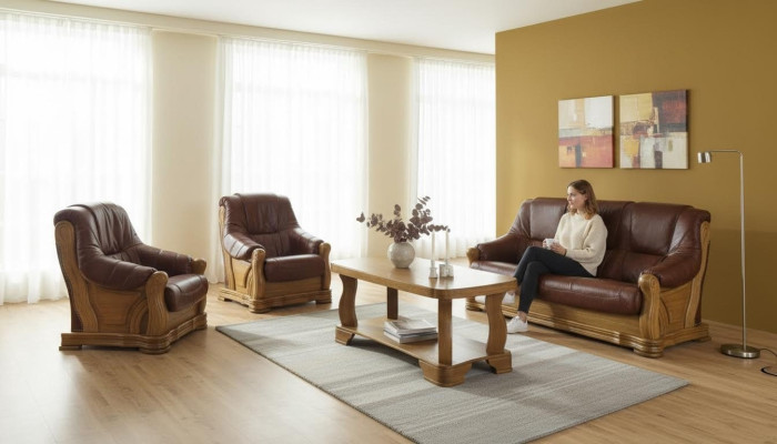 Klasyczna dwuosobowa kanapa skórzana Nowa Podkładka Sofa 2 miejsce siedzące Skóra