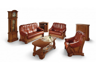 Skórzana sofa w stylu Antyka Zestaw sofowy 3+1+1 miejsce do siedzenia Skóra Włoski Podkładka