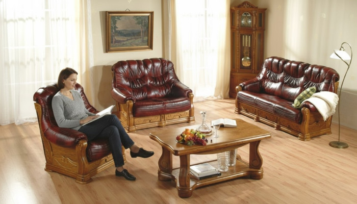 Klasyczna kanapa trzyosobowa Sofa Podkładka Sofa 3 miejsce do siedzenia Skóra dekoracyjne kanapy