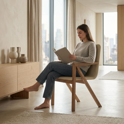 Design Krzesło Fotel Drewno Krzesła Prawdziwy Praca fizyczna Lounge Club Fotel Lehn Krzesła